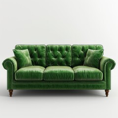 Three Dimensional Render Green Sofa Standing, 3d  illustration
