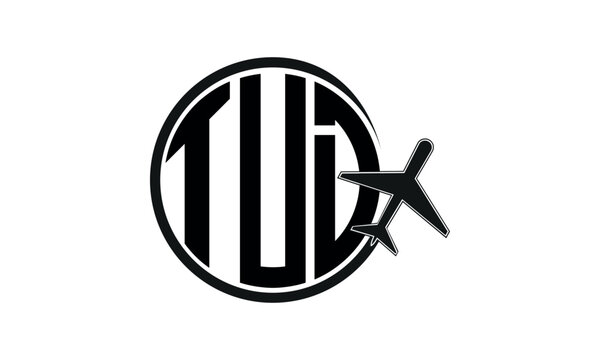 TUD three initial letter circle tour & travel agency logo design vector template. hajj Umrah agency, abstract, wordmark, business, monogram, minimalist, brand, company, flat, tourism agency, tourist