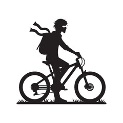 Speed and Grace: Person Riding Bike Silhouettes Showcasing the Dynamic Blend of Speed and Elegance - Riding Bike Illustration - Bike Riding Vector - Rider Silhouette
