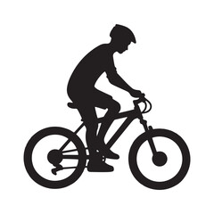 Cycling Fitness: Person Riding Bike Silhouettes Representing the Dedication to Fitness Through Biking - Riding Bike Illustration - Bike Riding Vector - Rider Silhouette
