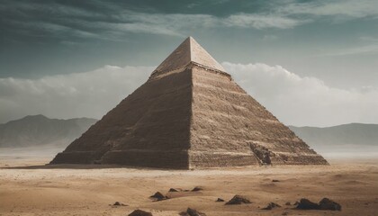 広大な砂漠にある大きなピラミッド_01
