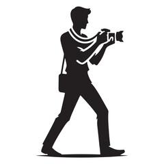 Capturing Shadows: A Collection of Photographer Silhouettes in Artistic Pursuit of Visual Magic - Photographer Illustration - Photographer Vector - Person Holding Camera Silhouette
