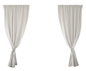 Photo Realistic White Short Blank Curtains Template. Front View. Interior Mockup. Ai Generative