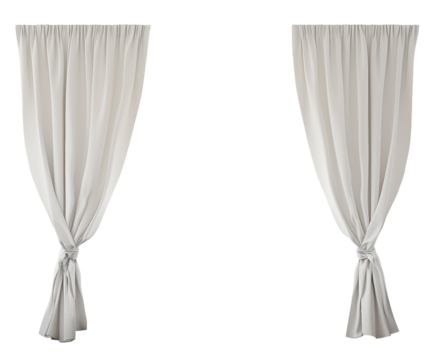 Photo Realistic White Short Blank Curtains Template. Front View. Interior Mockup. Ai Generative