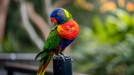 Rainbow Lorikeet Displaying Vivid Plumage in Natural Habitat