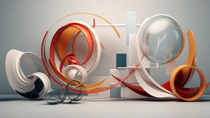 A collection of abstract design elements that have been rendered digitally
