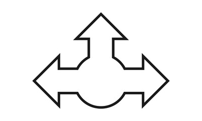 Hollow Three Way Circle Stroke Arrow