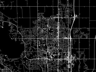 Vector road map of the city of Ankeny  Iowa in the United States of America with white roads on a black background.