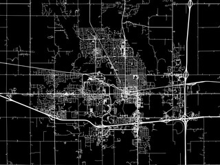 Vector road map of the city of Ames  Iowa in the United States of America with white roads on a black background.