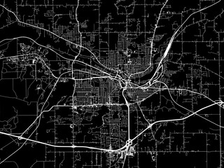 Vector road map of the city of Battle Creek  Michigan in the United States of America with white roads on a black background.
