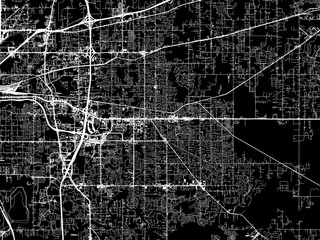 Vector road map of the city of Brandon  Florida in the United States of America with white roads on a black background.