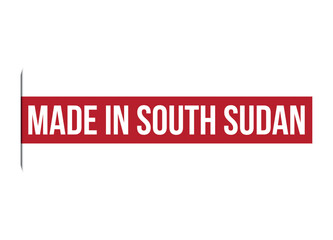 Made in South Sudan red vector banner illustration isolated on white background