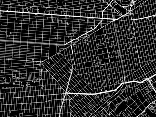 Vector road map of the city of Brownsville  New York in the United States of America with white roads on a black background.