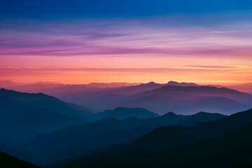 Majestic Mountain Peaks Bathed in Twilight Hues