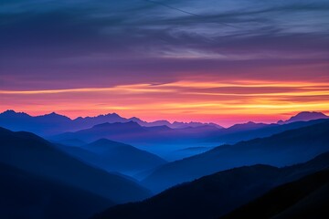 Majestic Mountain Peaks Bathed in Twilight Hues