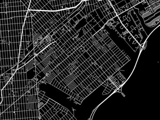 Vector road map of the city of Canarsie  New York in the United States of America with white roads on a black background.