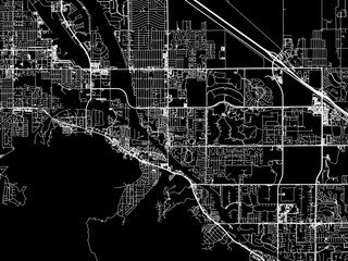 Vector road map of the city of Cathedral City  California in the United States of America with white roads on a black background.