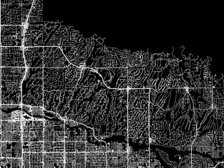 Vector road map of the city of Catalina Foothills  Arizona in the United States of America with white roads on a black background.