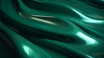 Obraz premium The close up of a glossy metal surface in cool blue and green colors with a soft focus.