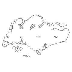 Vector map Singapore. Isolated vector Illustration. Black on White background. EPS Illustration.
