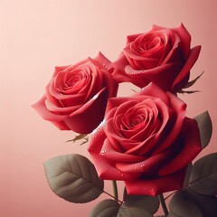 Red roses on pink background