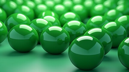Green balls are depicted in 3d rendering