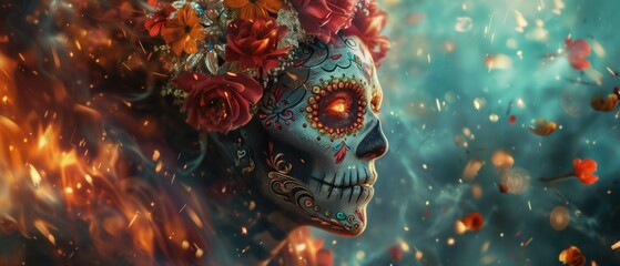 Blend Of Ancient Dia De Los Muertos Customs With Modern Tech. Сoncept Digital Day Of The Dead Art, Augmented Reality Altars, Traditional Calavera Makeup Tutorial, Virtual Ofrendas