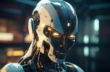 Humanoid robot futuristic smart system. Android automation science smart robot. Generate Ai