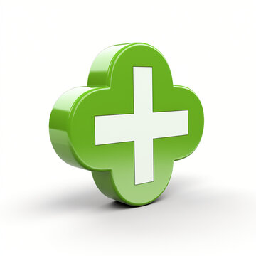 3D Green Plus Sign in a Dynamic Design, Adding Depth and Visual Interest to the Symbol