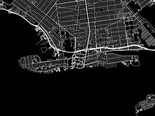 Vector road map of the city of Coney Island  New York in the United States of America with white roads on a black background.