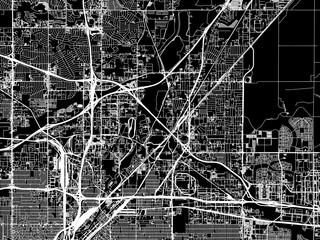 Vector road map of the city of Commerce City  Colorado in the United States of America with white roads on a black background.