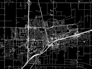 Vector road map of the city of Davis  California in the United States of America with white roads on a black background.