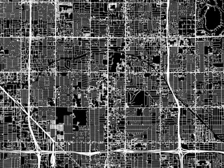Vector road map of the city of Encanto  Arizona in the United States of America with white roads on a black background.