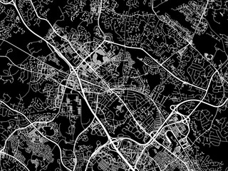 Vector road map of the city of Gaithersburg  Maryland in the United States of America with white roads on a black background.