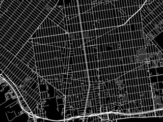 Vector road map of the city of Gravesend  New York in the United States of America with white roads on a black background.