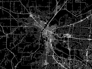 Vector road map of the city of Hamilton  Ohio in the United States of America with white roads on a black background. - obrazy, fototapety, plakaty