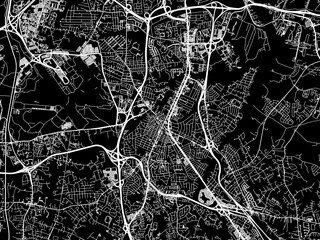 Vector road map of the city of Glen Burnie  Maryland in the United States of America with white roads on a black background.