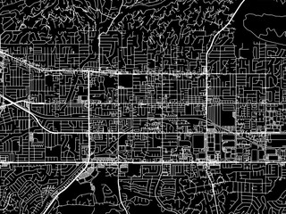 Vector road map of the city of La Habra  California in the United States of America with white roads on a black background.