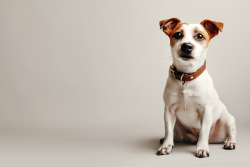 Beautiful dog. Minimalistic pets style isolated over light background