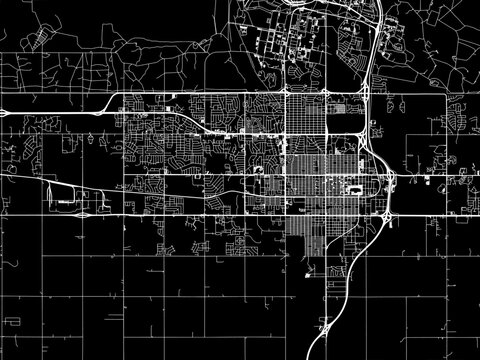 Vector road map of the city of Lawton  Oklahoma in the United States of America with white roads on a black background.