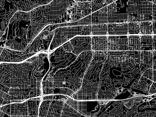 Vector road map of the city of Monterey Park  California in the United States of America with white roads on a black background. - obrazy, fototapety, plakaty