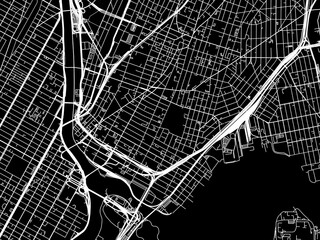 Vector road map of the city of Mott Haven  New York in the United States of America with white roads on a black background.