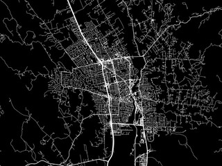 Vector road map of the city of Napa  California in the United States of America with white roads on a black background.
