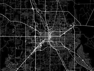 Vector road map of the city of Ocala  Florida in the United States of America with white roads on a black background.