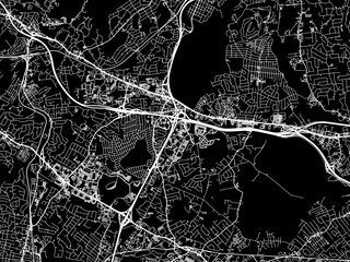 Vector road map of the city of Parsippany  New jersey in the United States of America with white roads on a black background.