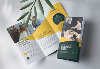 Corporate Trifold Brochure Template With Yellow Accents