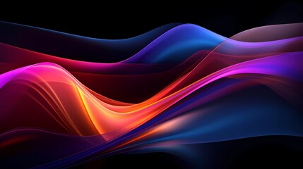 abstract dynamic neon multicolor energy flow wave curve lines against a sleek black background	