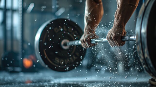 Intense Gym Workout with Athlete Lifting Heavy Barbell