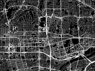 Obraz premium Vector road map of the city of Placentia California in the United States of America with white roads on a black background.