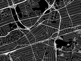 Vector road map of the city of Queens Village  New York in the United States of America with white roads on a black background.